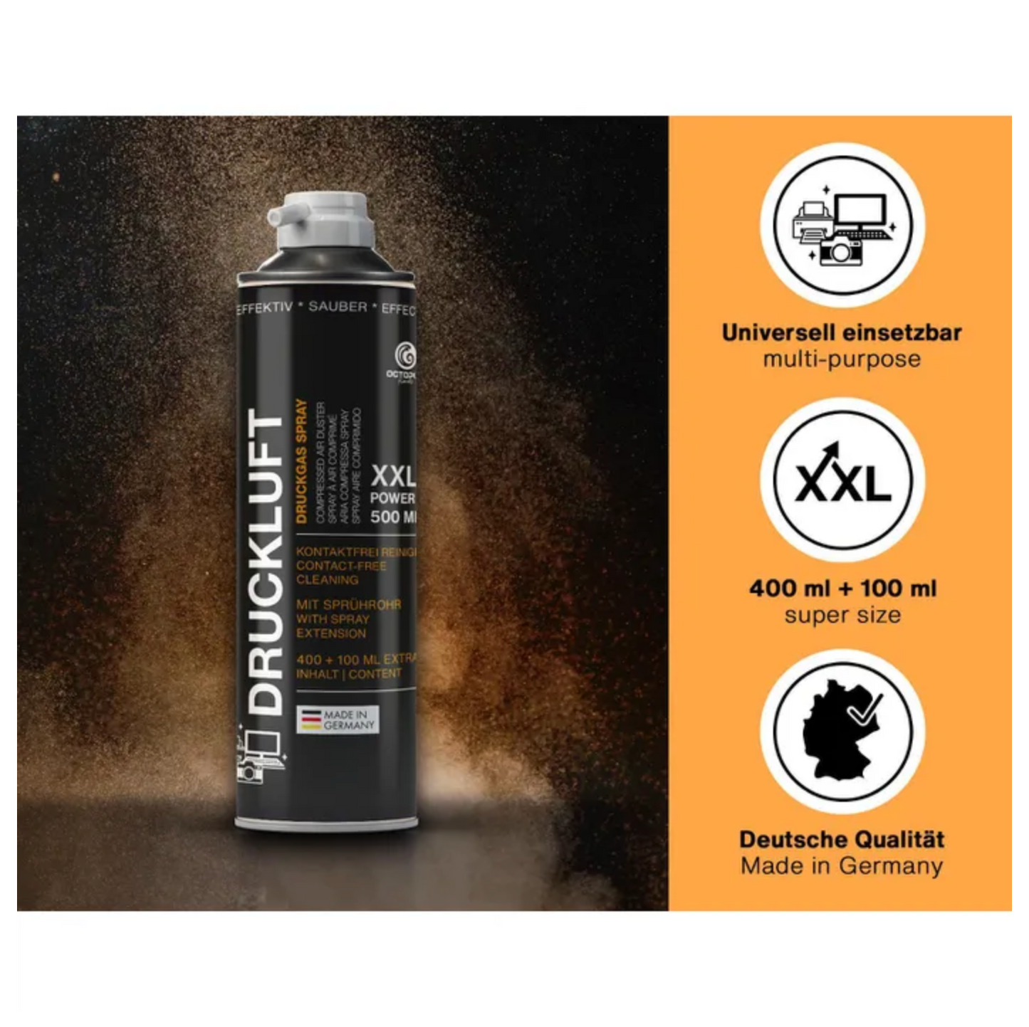 OCTOPUS® | Druckluftspray 500 ml – Reinigungs-Spray für Elektronik & Hardware