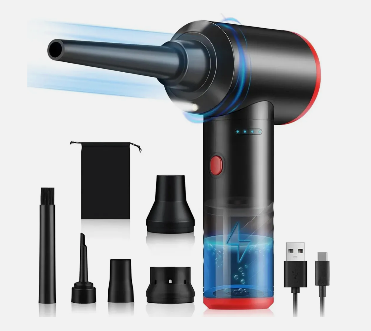 TRAUMHEIM® | Elektrisches Staubgebläse für PC – Akku-betriebenes 3-Gang Air Duster
