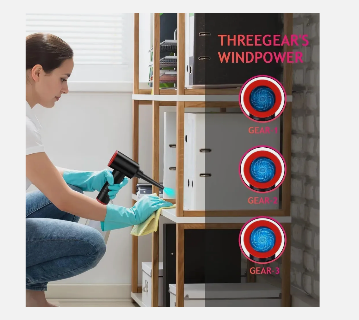 TRAUMHEIM® | Elektrisches Staubgebläse für PC – Akku-betriebenes 3-Gang Air Duster