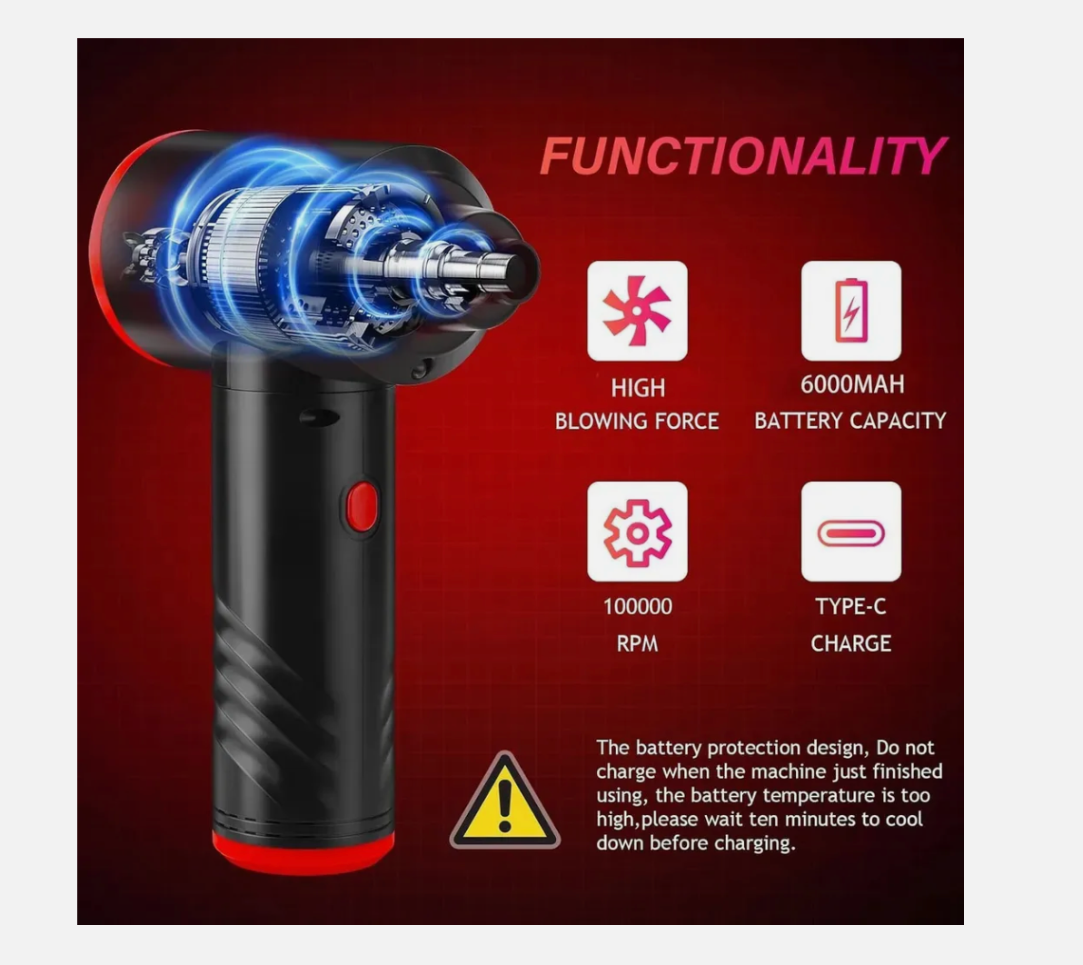 TRAUMHEIM® | Elektrisches Staubgebläse für PC – Akku-betriebenes 3-Gang Air Duster