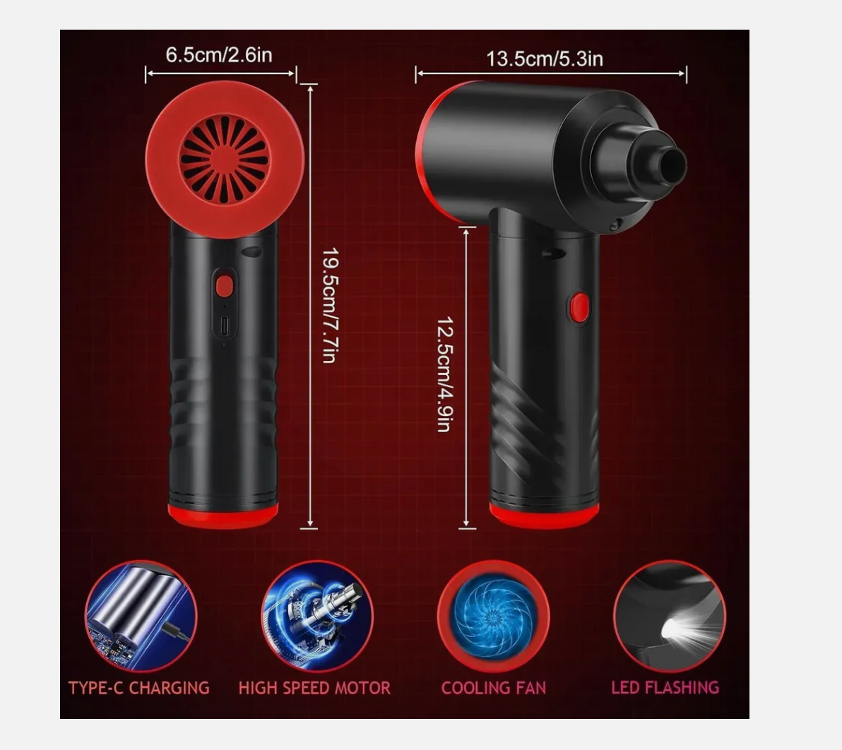 TRAUMHEIM® | Elektrisches Staubgebläse für PC – Akku-betriebenes 3-Gang Air Duster