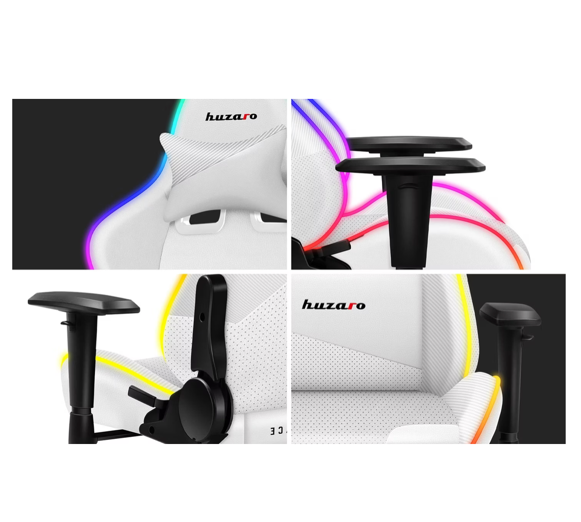HUZARO Gaming-Stuhl FORCE 6.2 RGB – Weiß Lehne