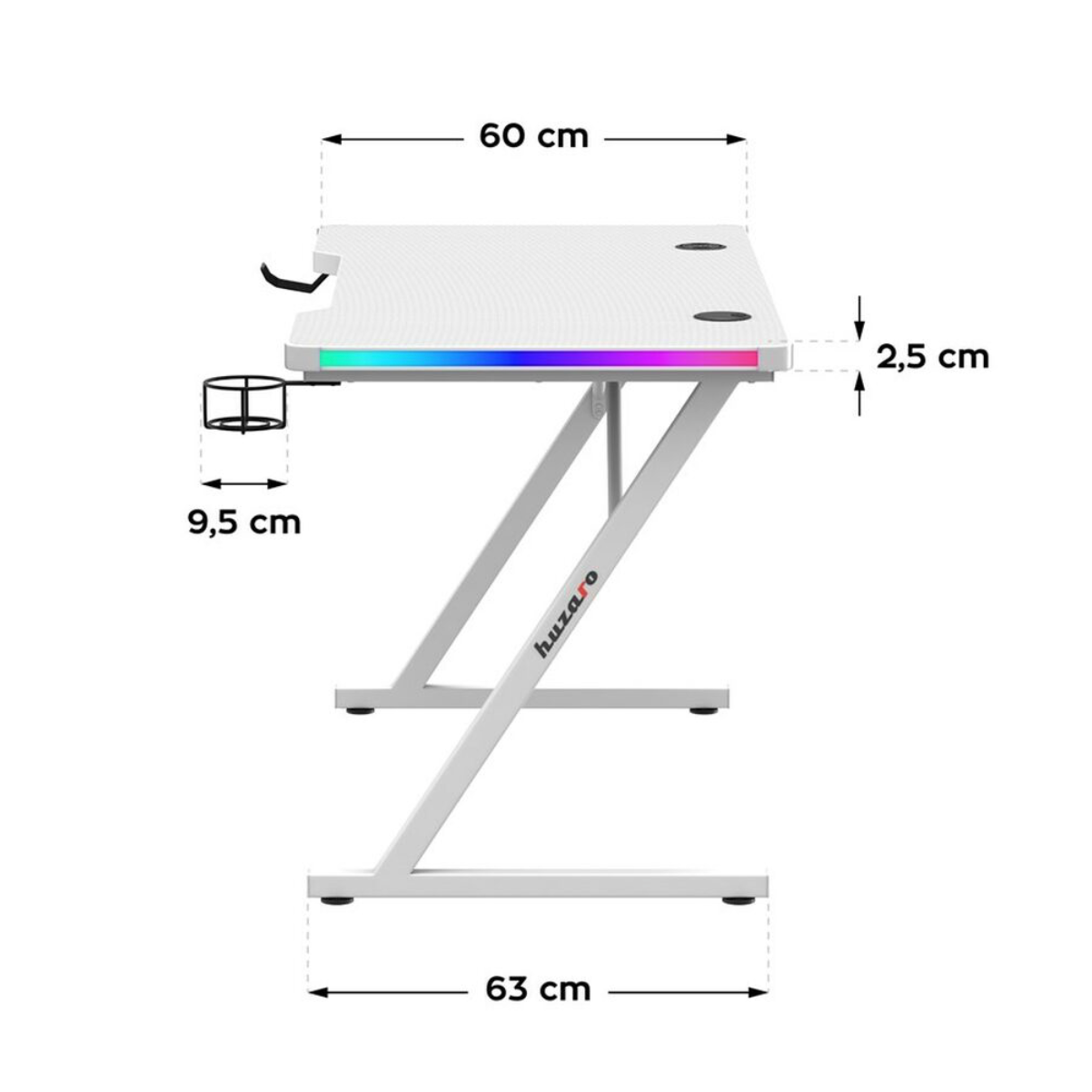 Huzaro Hero 2.5 RGB – Gaming-Schreibtisch Maße