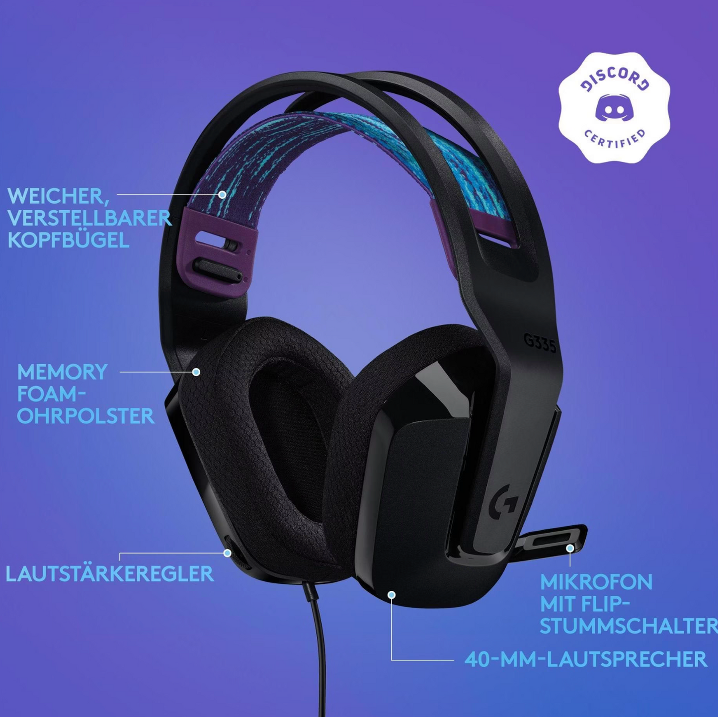 LOGITECH G335 – Kabelgebundenes Gaming-Headset Funktionen