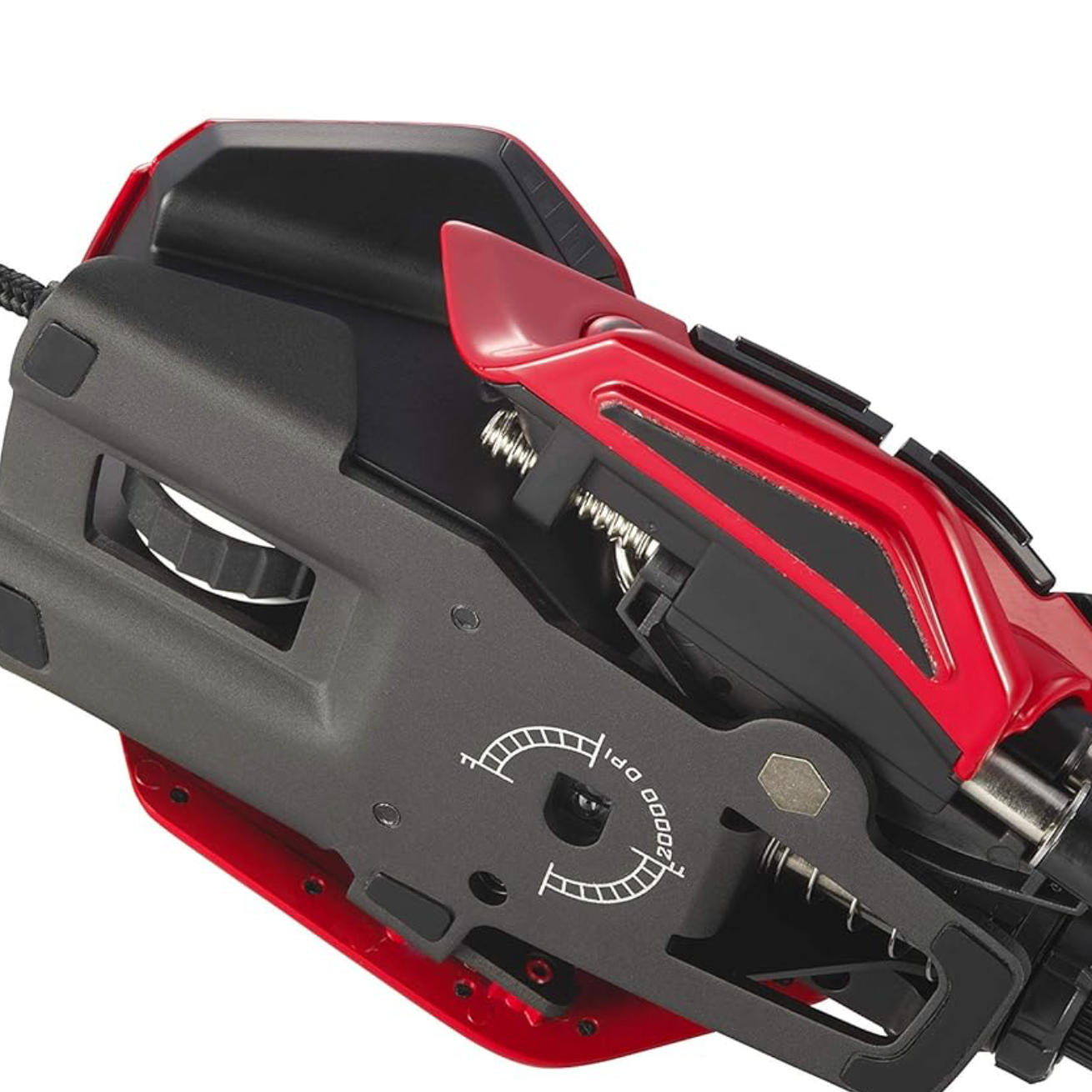 MAD CATZ R.A.T. 8+ ADV Rot Kabelgebunden von unten Nahaufnahme