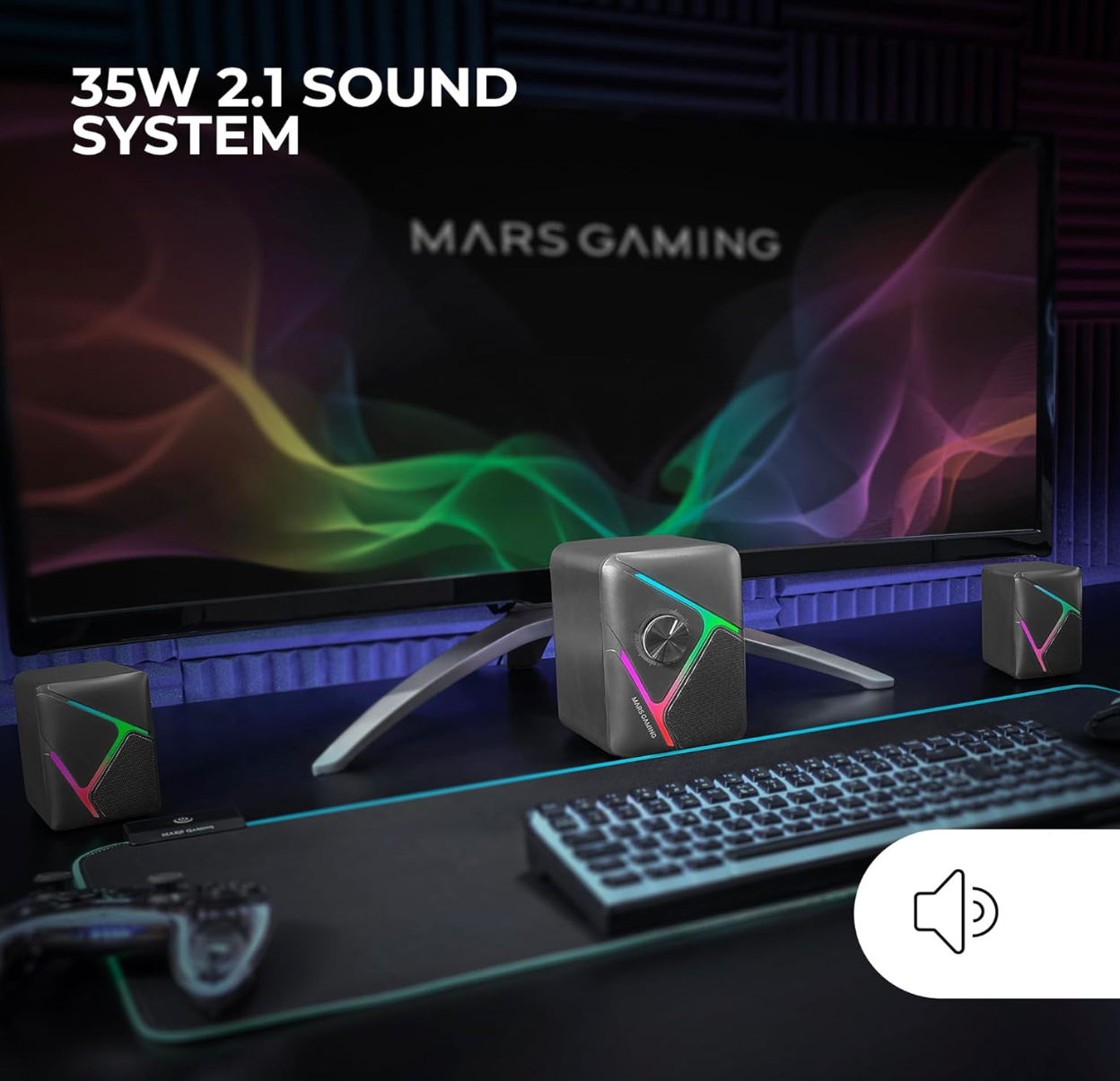 MARS GAMING® | Lautsprecher MSH21W – Schwarz 35w