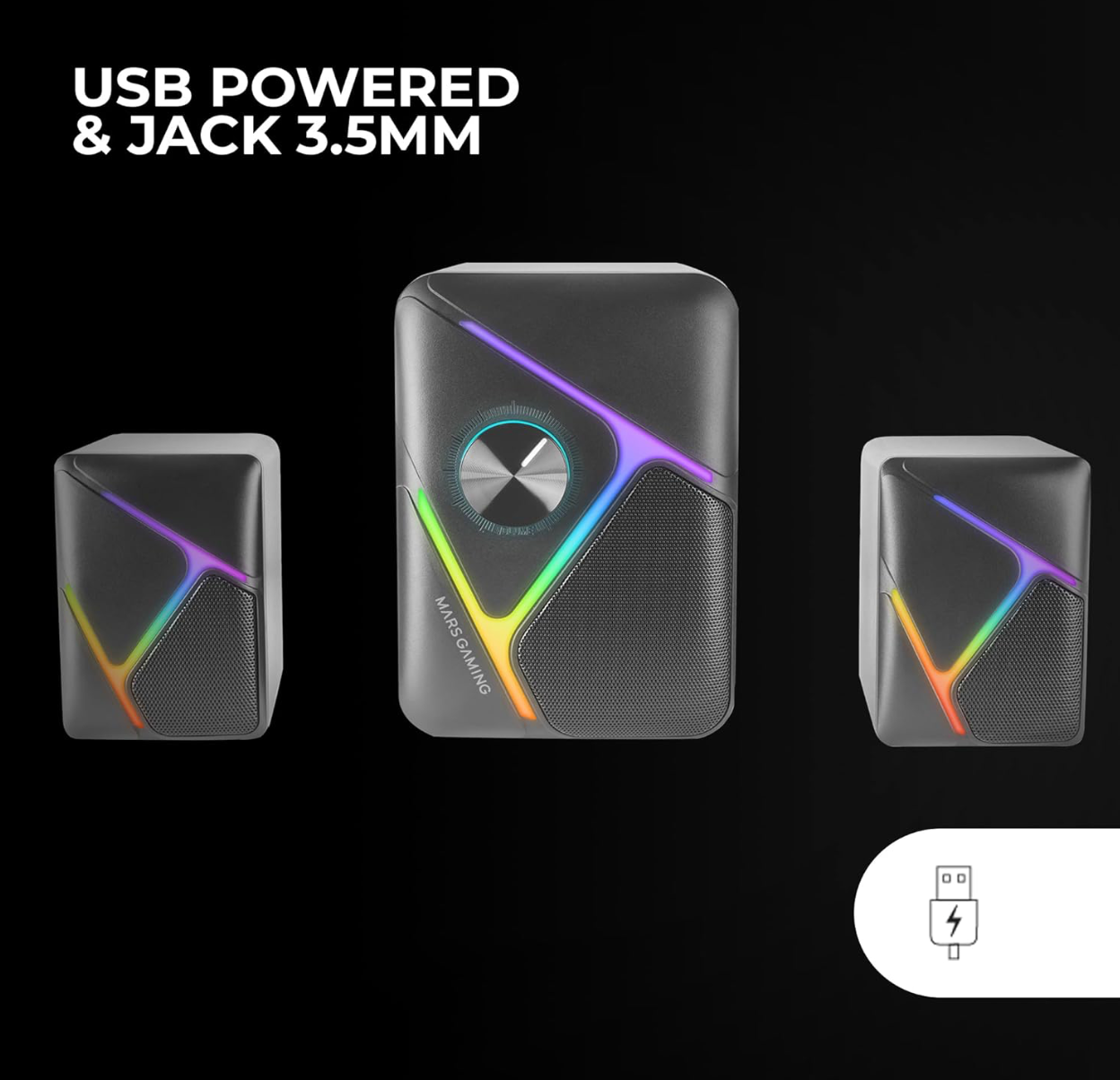 MARS GAMING® | Lautsprecher MSH21W – Schwarz USB