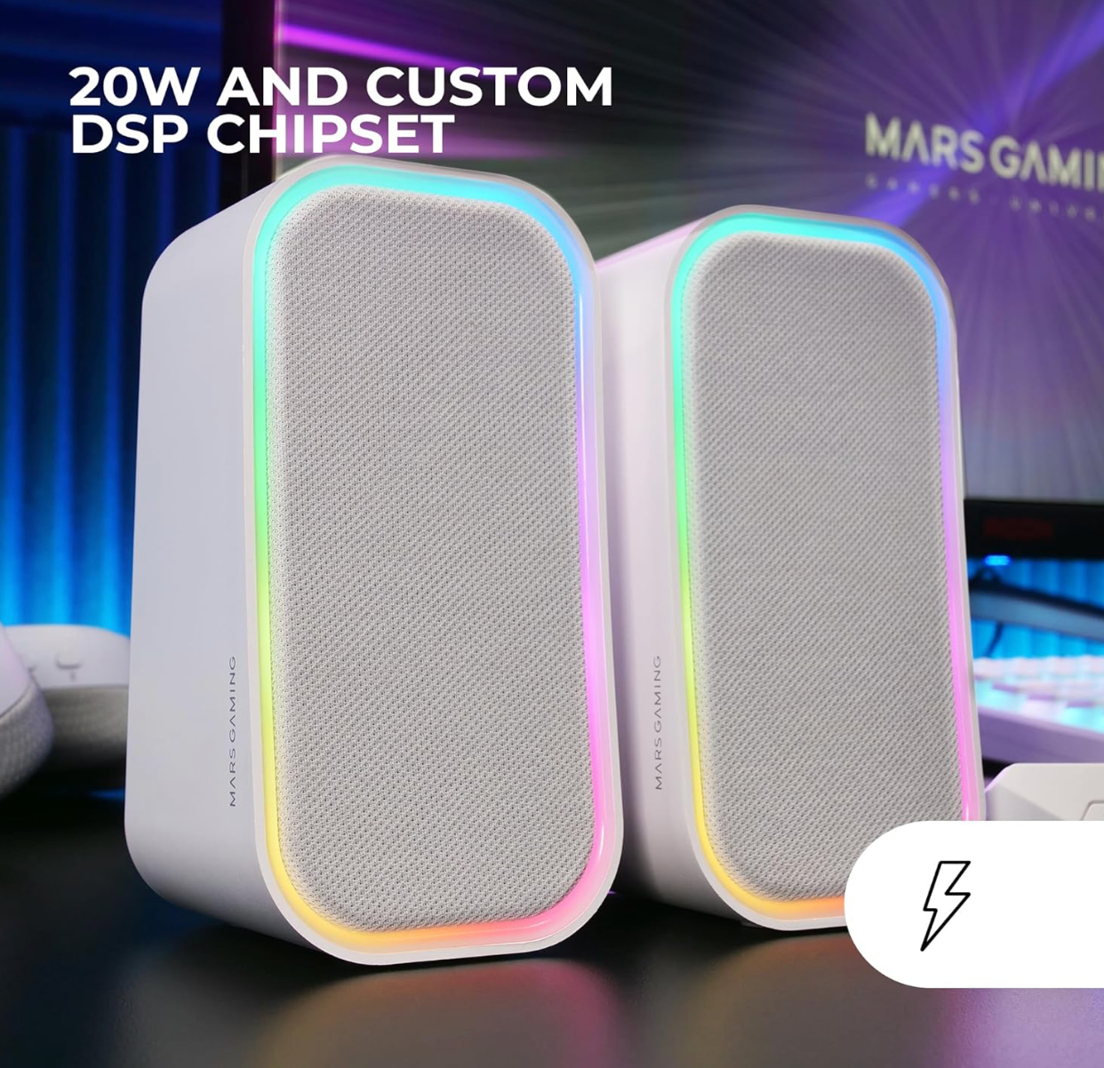 MARS GAMING® | Lautsprecher MSOM – Weiß 20W