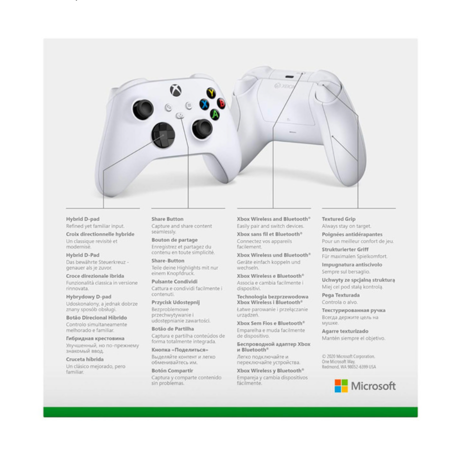 MICROSOFT Xbox Wireless Controller Verpackung Rückseite