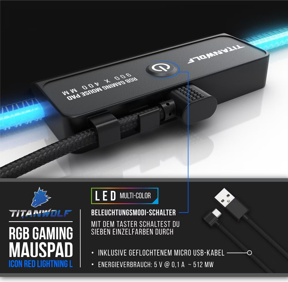 TITANWOLF RGB Gaming Mauspad Multi-Color Funktion