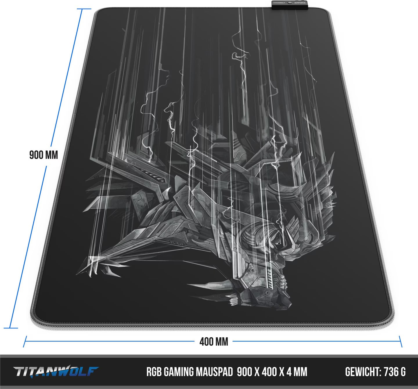 TITANWOLF RGB Gaming Mauspad Maße 900 400