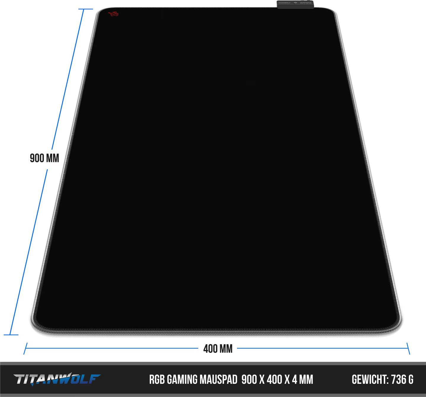 TITANWOLF RGB Gaming Mauspad XL – 900×400 Maße