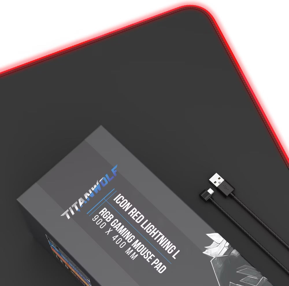 TITANWOLF RGB Gaming Mauspad XL – 900×400 + Zubehör