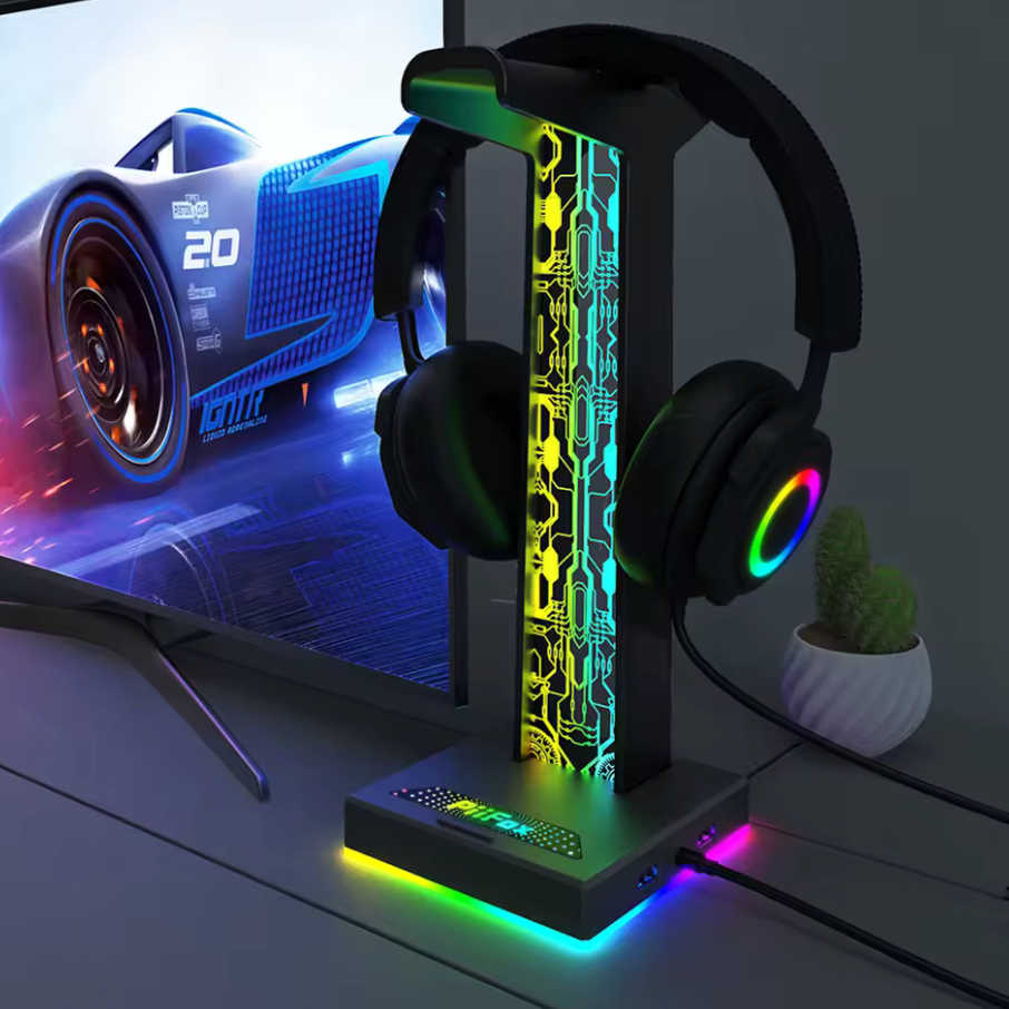 UNIVERSAL RGB Headset-Halter mit USB Anschluss