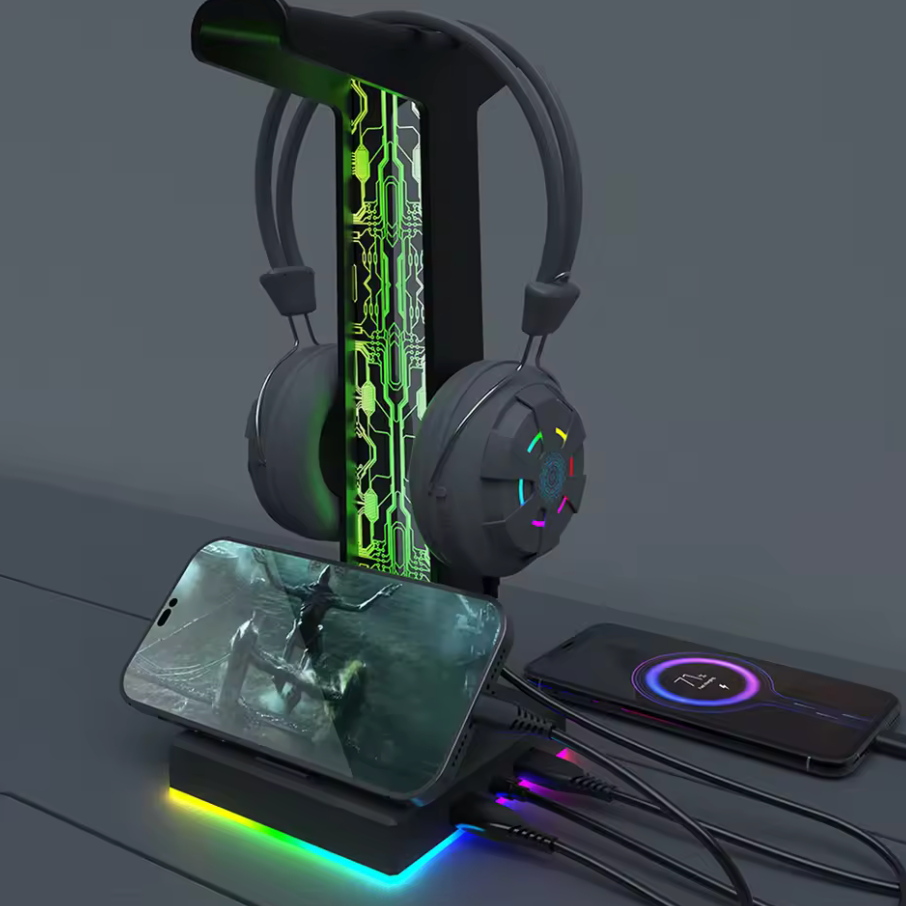 UNIVERSAL RGB Headset-Halter mit USB Anschluss