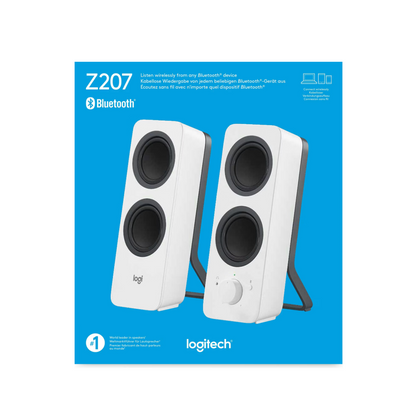 LOGITECH® | Z207 – Kabellose 2.0 PC-Lautsprecher mit Bluetooth & 3,5 mm-Klinke (Weiß)