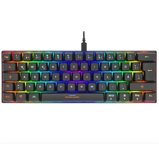 DELTACO® | Gaming-Tastatur – Kabelgebundene QWERTZ-Tastatur mit RGB & Anti-Ghosting