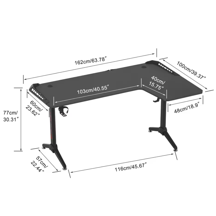 GOLOOT® | L-förmiger Gamingtisch Skizze