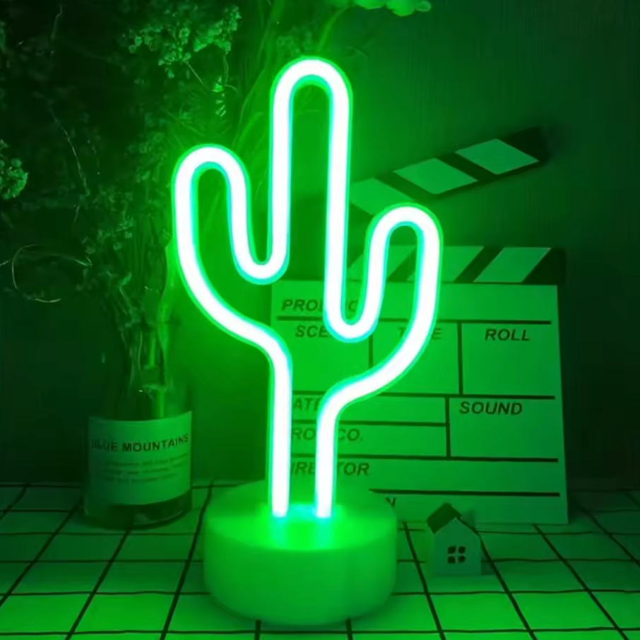GOLOOT LED Neon Kaktus Lampe Grün