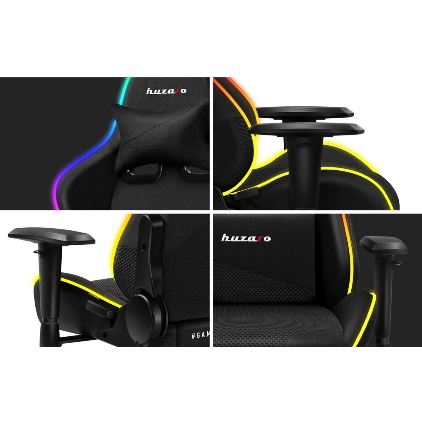 HUZARO® | Gaming-Stuhl FORCE 6.2 RGB – Schwarz Armlehne