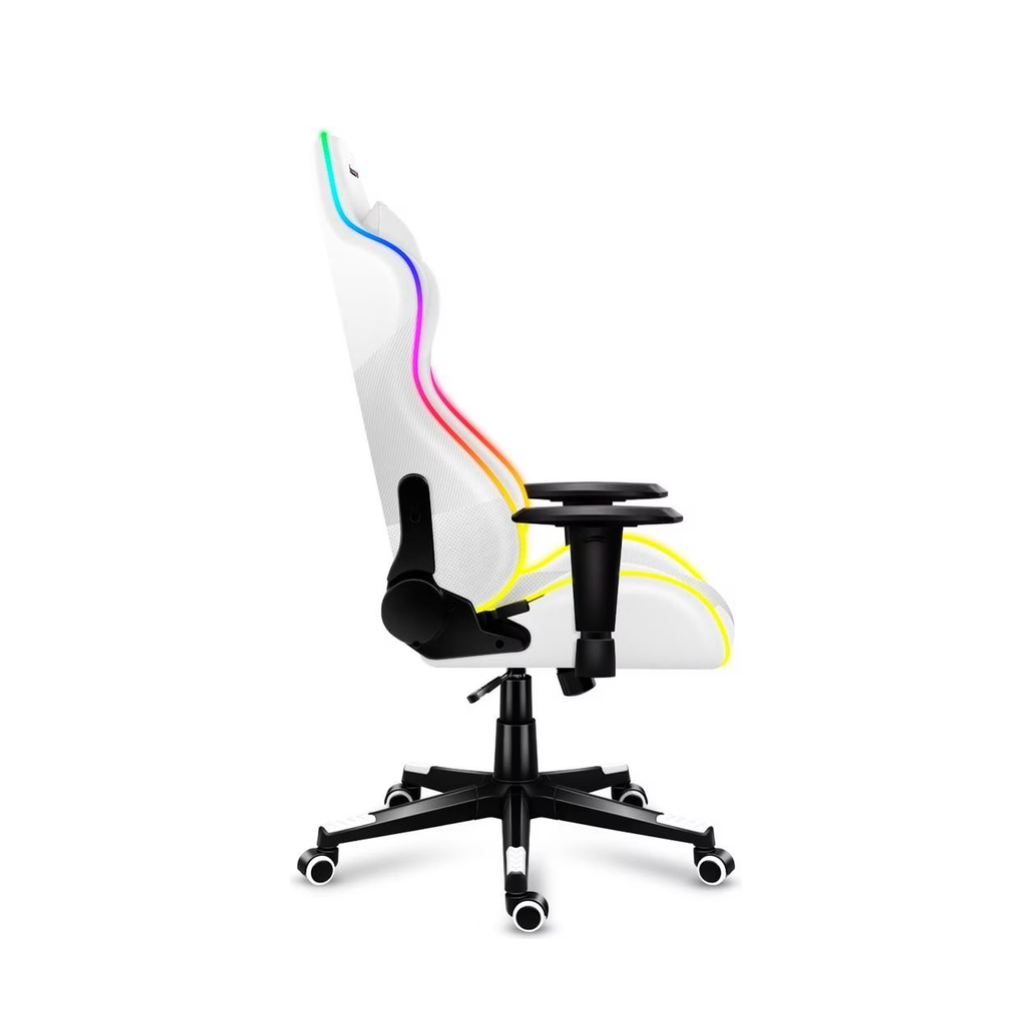 HUZARO  Gaming-Stuhl FORCE 6.2 RGB – Weiß Vorderseite seitlich