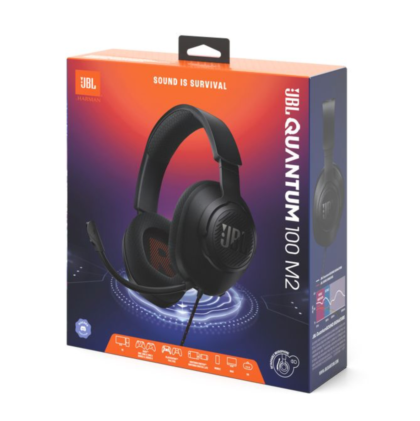 JBL Quantum 100 M2 – Over-Ear Gaming-Headset schwarz Verpackung 