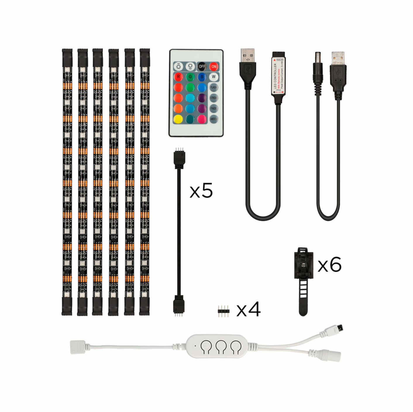 KSIX® | LED-Leisten RGB – Flexible Ambientebeleuchtung Komplett set