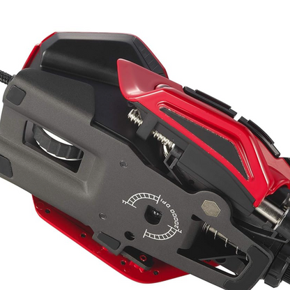 MAD CATZ R.A.T. 8+ ADV Rot  Kabelgebunden von unten Nahaufnahme 