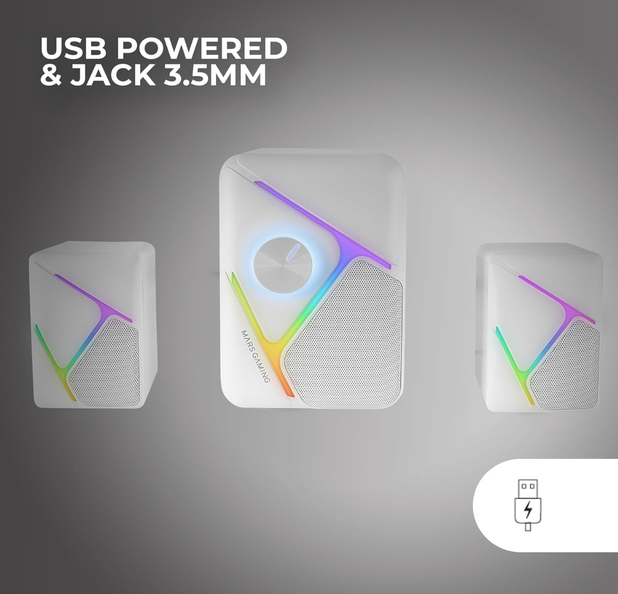 MARS GAMING® | Lautsprecher MSH21W – Weiß USB