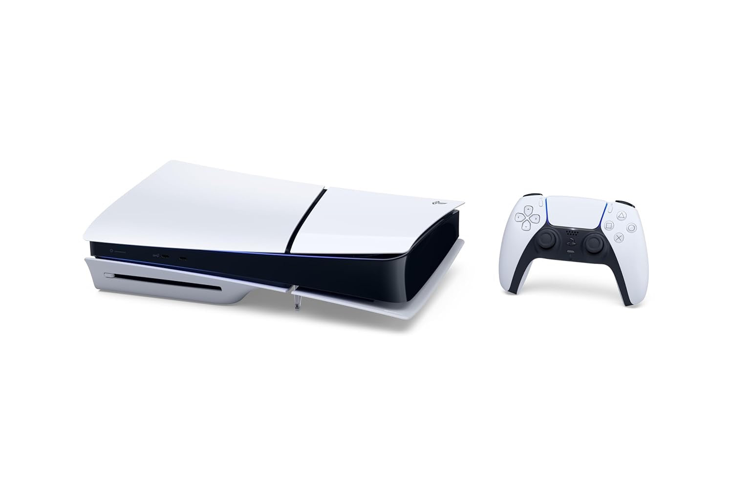 Playstation 5 Disk Edition + Wireless Controller liegend 
