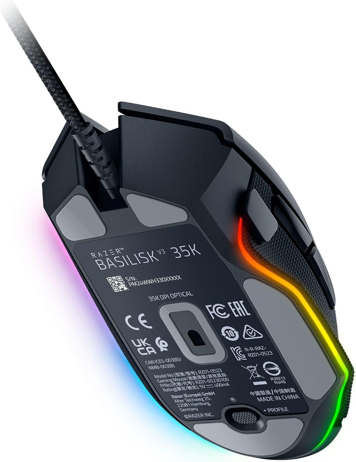 RAZER Basilisk V3 RGB Kabelgebunden Von unten