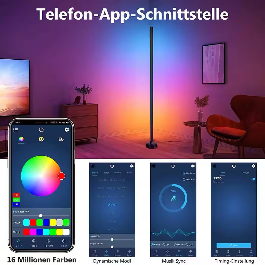 RGB LED-Stehleuchte mit USB Telefon-App