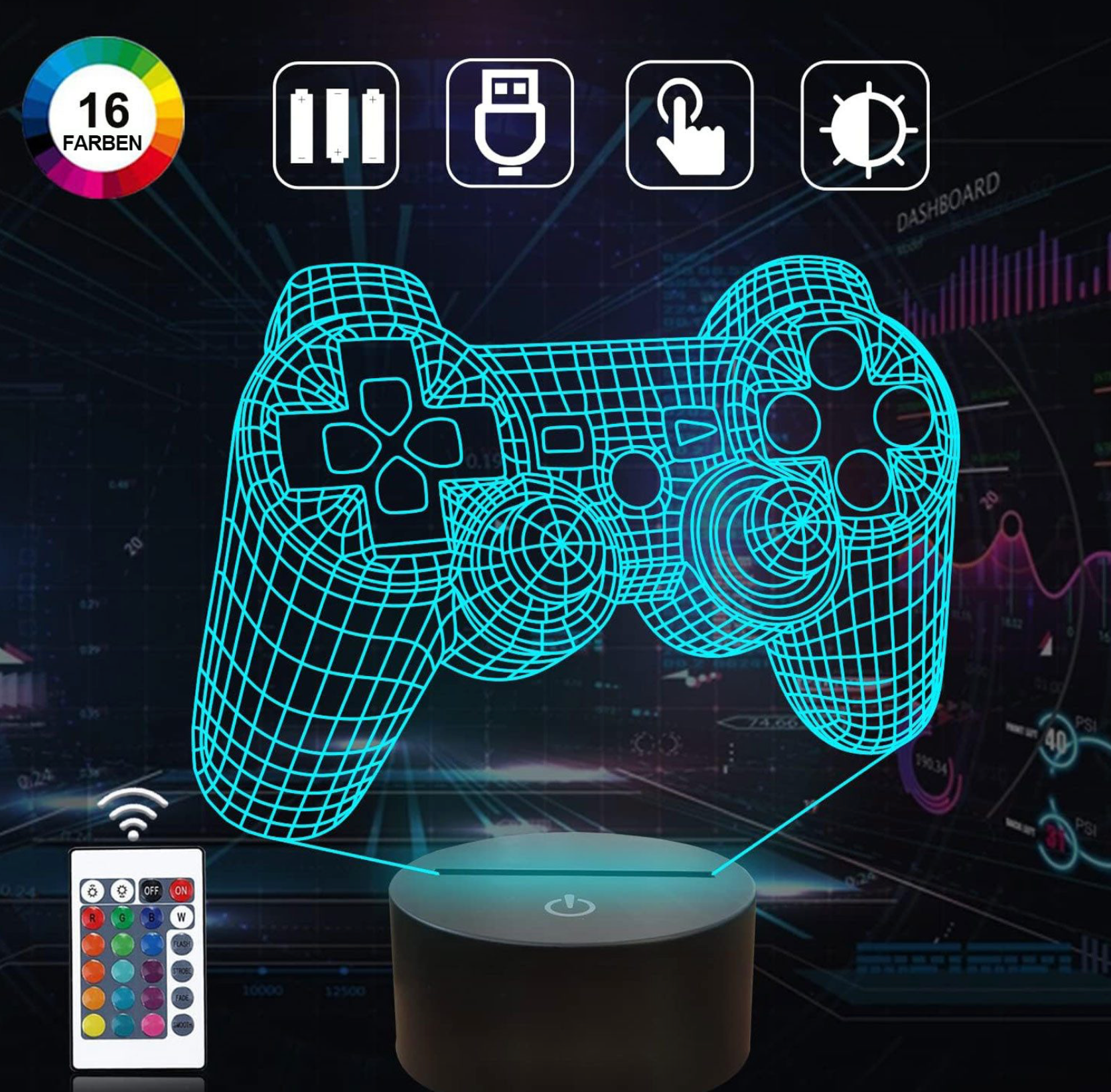 ROYMART® | LED-Lampe Gaming Controller 16 Farben