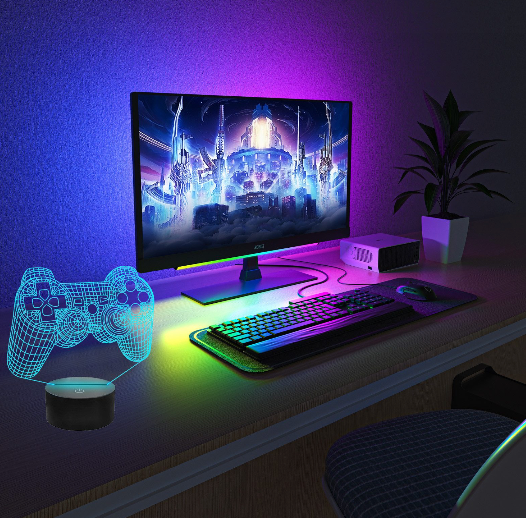 ROYMART® | LED-Lampe Gaming Controller 16 Farben Setup
