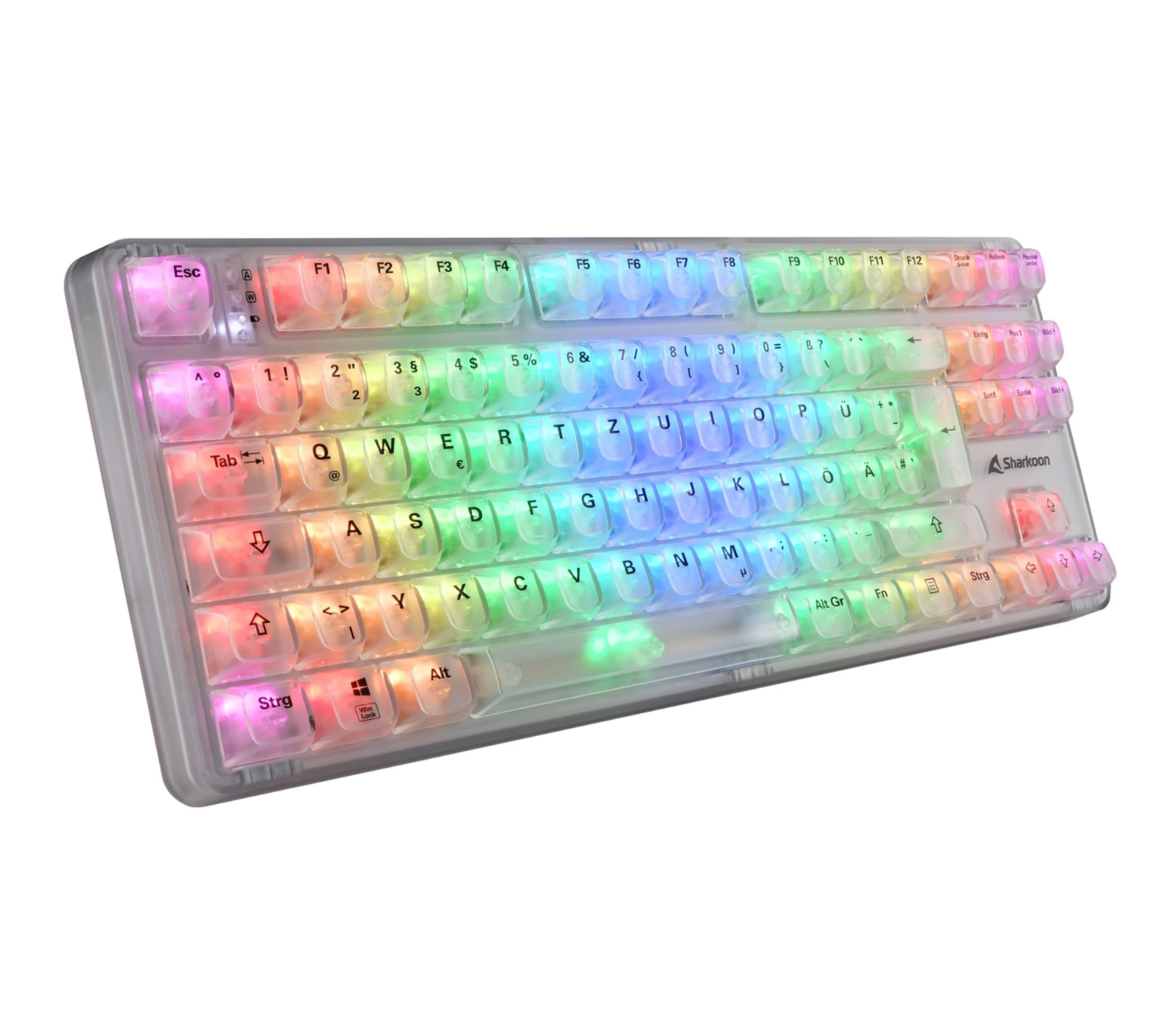 SHARKOON Crystal Shark – Mechanische RGB Gaming-Tastatur in Weiß