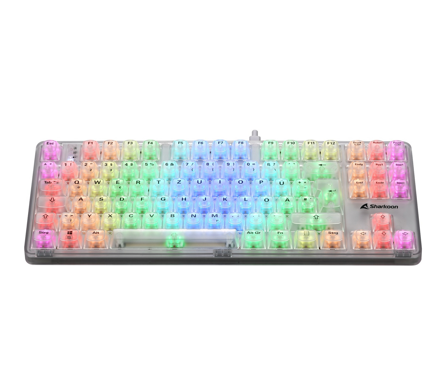 SHARKOON Crystal Shark – Mechanische RGB Gaming-Tastatur von Vorne 2 Ansicht 