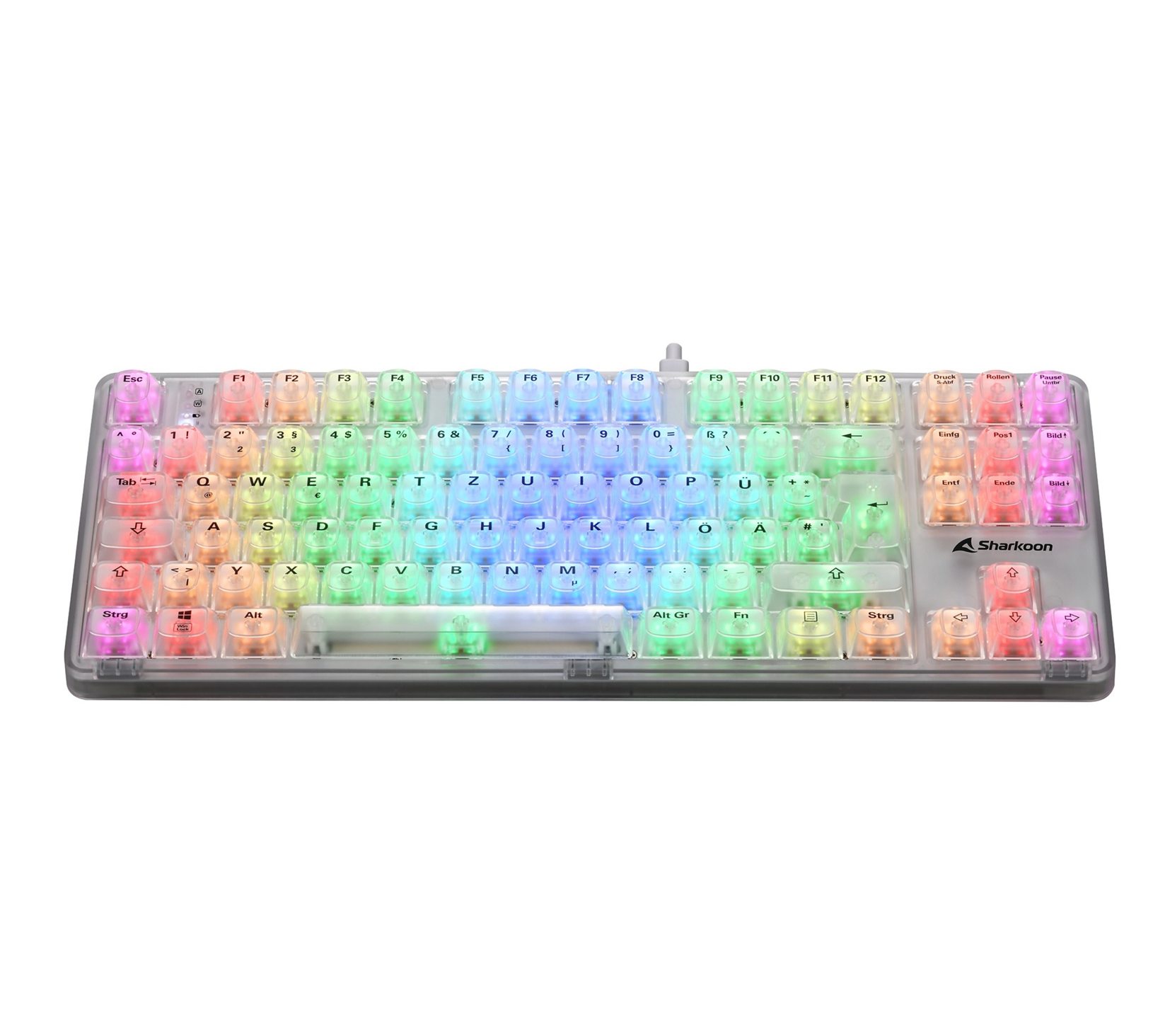 SHARKOON Crystal Shark – Mechanische RGB Gaming-Tastatur von Vorne 2 Ansicht 