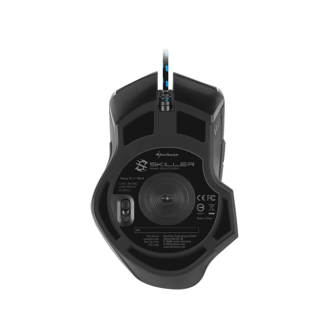 SHARKOON SKILLER SGM1 – Ergonomische RGB-Gaming-Maus Verpackung Unterseite