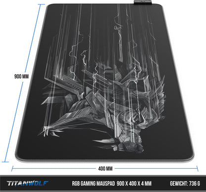 TITANWOLF RGB Gaming Mauspad Maße 900 400