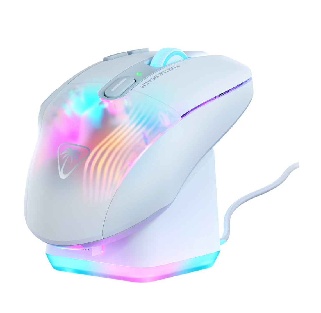 TURTLE BEACH Kone XP Air – Kabellose RGB Gaming-Maus Weiß in Ladestation
